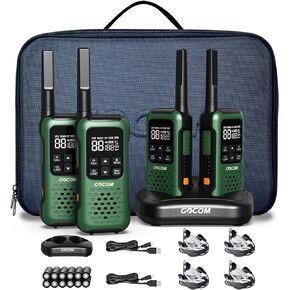 G9 IP67 Waterproof Two Way Radios, 2 Way radios Outdoor Adventure NOAA Weather Alert & SOS Emergency Lamp Adult Walkie Talkies Long Range Rechargeable (G9 - Suitcase 4 Pack)