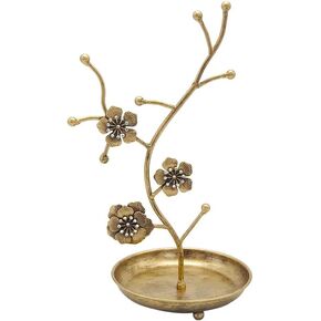 Bird Jewelry Stand With Tray | Sturdy & Elegant Art Design Decor | Earring Ring Necklace Bracelet Jewel Watch Car Key Holder Rack Tower Organizer | Bronze