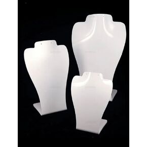 remium Clear Acrylic Necklace Bust and Earring Display Stand - Countertop 3D Jewelry Holder, Set of 3 (WHITE)