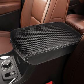 INTGET Center Console Armrest Cover for Chevy Traverse Accessories 2018-2023 2019 2020 2021 2022 Leather Middle Console Lid Pad Protector Elbow Arm Rest Covering Car (Black with Black Stitches)