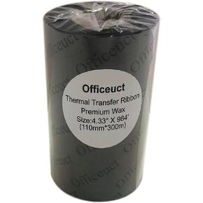 Thermal Transfer Ribbon 4.33" x984'(110mm*300m) Black Premium Resin-Enhanced Wax Ribbon 1" Core Ink Outside Compatible for Zebra,Sato,Datamax Printer-1 Roll