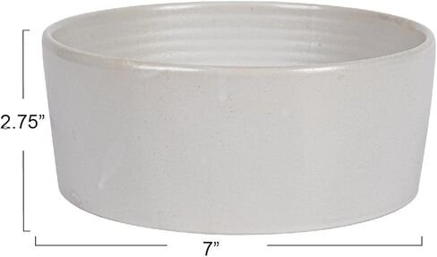 Creative Co-Op Round Debossed Stoneware Pet Bowl with Paw Print, Reactive Glaze, White (Each One Will Vary) in Saudi Arabia