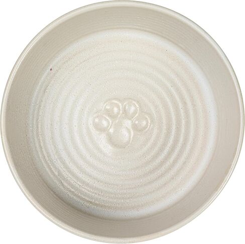 Creative Co-Op Round Debossed Stoneware Pet Bowl with Paw Print, Reactive Glaze, White (Each One Will Vary) in Saudi Arabia