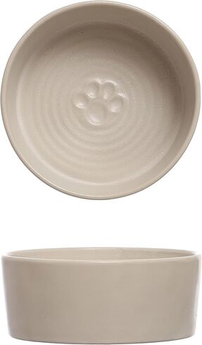 Creative Co-Op Round Debossed Stoneware Pet Bowl with Paw Print, Reactive Glaze, White (Each One Will Vary) in Saudi Arabia