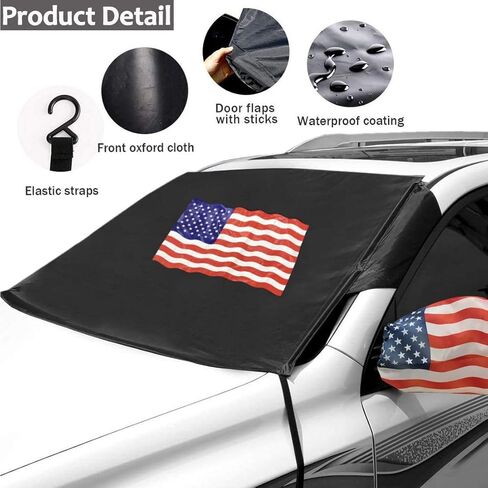 غطاء ثلجي كبير للزجاج الأمامي لفرس النهر، ظل شمس للسيارة، تصميم وطني بتصميم العلم الأمريكي للولايات المتحدة الأمريكية، غطاء الزجاج الأمامي للسيارة مع غطاء مرايا جانبية يناسب معظم السيارات وسيارات الدفع الرباعي والشاحنات والشاحنات in Kuwait