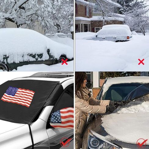 غطاء ثلجي كبير للزجاج الأمامي لفرس النهر، ظل شمس للسيارة، تصميم وطني بتصميم العلم الأمريكي للولايات المتحدة الأمريكية، غطاء الزجاج الأمامي للسيارة مع غطاء مرايا جانبية يناسب معظم السيارات وسيارات الدفع الرباعي والشاحنات والشاحنات in Kuwait