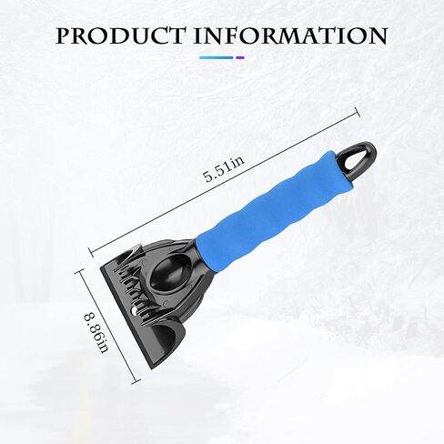 Fekey&JF Ice Scraper for Car Windshield and Window, Auto Snow Removal with Foam Handle, No Scratch Cleaning Tool Remove Frost and Snow, Car Winter Exterior Accessories for Cars, SUV, Van (Black) in Saudi Arabia