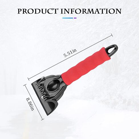 Fekey&JF Ice Scraper for Car Windshield and Window, Auto Snow Removal with Foam Handle, No Scratch Cleaning Tool Remove Frost and Snow, Car Winter Exterior Accessories for Cars, SUV, Van (Black) in Saudi Arabia