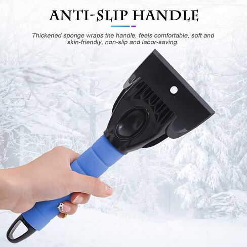Fekey&JF Ice Scraper for Car Windshield and Window, Auto Snow Removal with Foam Handle, No Scratch Cleaning Tool Remove Frost and Snow, Car Winter Exterior Accessories for Cars, SUV, Van (Black) in Saudi Arabia