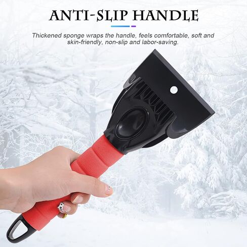 Fekey&JF Ice Scraper for Car Windshield and Window, Auto Snow Removal with Foam Handle, No Scratch Cleaning Tool Remove Frost and Snow, Car Winter Exterior Accessories for Cars, SUV, Van (Black) in Saudi Arabia