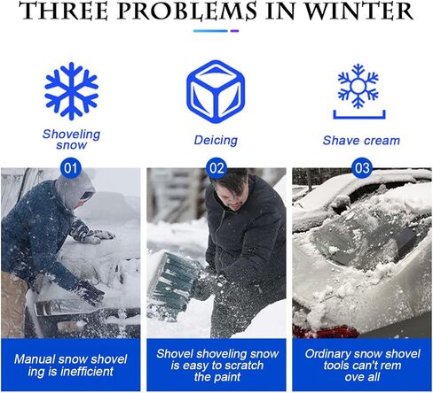 Fekey&JF Ice Scraper for Car Windshield and Window, Auto Snow Removal with Foam Handle, No Scratch Cleaning Tool Remove Frost and Snow, Car Winter Exterior Accessories for Cars, SUV, Van (Black) in Saudi Arabia