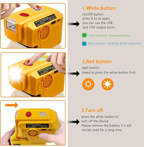 200W Power Supply Inverter for Dewalt 20V Lithium Battery, TEPULAS DC 20V to AC 120V Modifined Sine Wave Power Inverter, for Dewalt Power Station with LED Light & USB & Type C & AC Outlet in Saudi Arabia