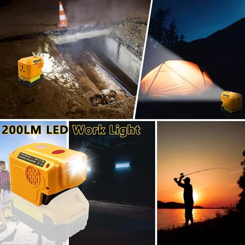 200W Power Supply Inverter for Dewalt 20V Lithium Battery, TEPULAS DC 20V to AC 120V Modifined Sine Wave Power Inverter, for Dewalt Power Station with LED Light & USB & Type C & AC Outlet in Saudi Arabia