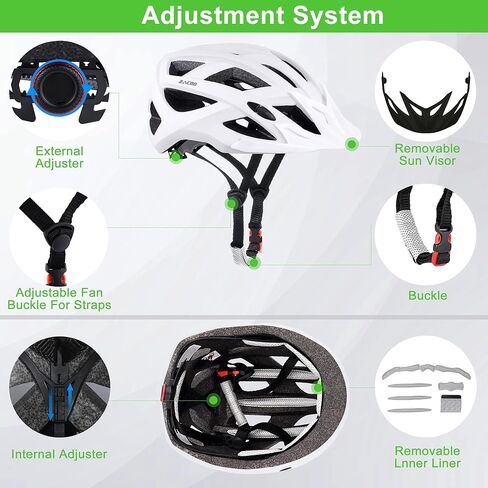 خوذة دراجة Zacro للرجال مع ضوء - خوذة دراجة معتمدة للسلامة من CE CPSC للبالغين، خوذة ركوب الدراجات خفيفة الوزن للرجال والنساء مع واقي من الشمس قابل للفصل، قابل للتعديل 54-63 سم in Kuwait