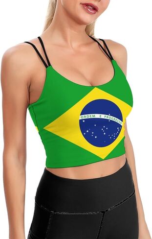 Yoga Bra Brazil Flag Running Tops Fitness Crop Top Suitable for Women in Saudi Arabia