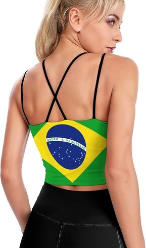 Yoga Bra Brazil Flag Running Tops Fitness Crop Top Suitable for Women in Saudi Arabia