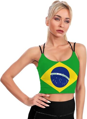 Yoga Bra Brazil Flag Running Tops Fitness Crop Top Suitable for Women in Saudi Arabia