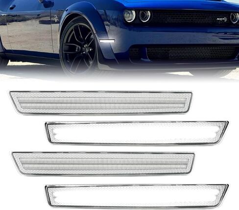 ROCCS 4PCS LED Amber & Red Side Marker Lights Compatible with Dodge Challenger 2015-2023 Front Rear Bumper Marker Light, Clear Lens in Saudi Arabia
