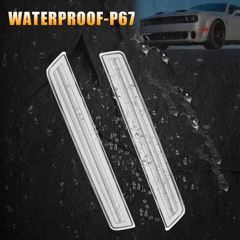 ROCCS 4PCS LED Amber & Red Side Marker Lights Compatible with Dodge Challenger 2015-2023 Front Rear Bumper Marker Light, Clear Lens in Saudi Arabia