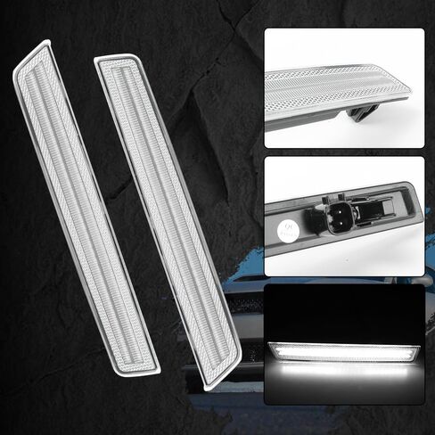ROCCS 4PCS LED Amber & Red Side Marker Lights Compatible with Dodge Challenger 2015-2023 Front Rear Bumper Marker Light, Clear Lens in Saudi Arabia