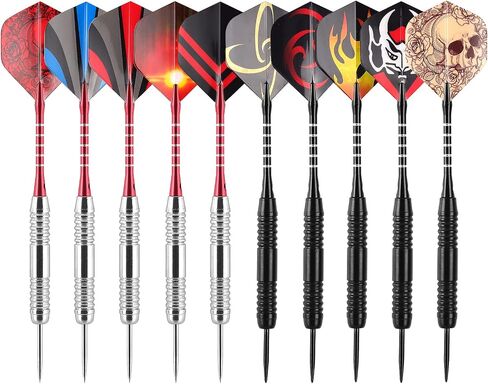 HLDarts Darts Steel Tip Set 12PCS, 25 Gram Metal Darts, Aluminum Shafts,30 Dart Flights Steel Barrels,Sharpener Tool Kit,Carrying Bag and Other Accessories in Saudi Arabia