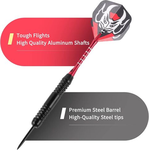 HLDarts Darts Steel Tip Set 12PCS, 25 Gram Metal Darts, Aluminum Shafts,30 Dart Flights Steel Barrels,Sharpener Tool Kit,Carrying Bag and Other Accessories in Saudi Arabia