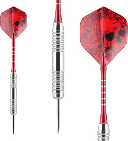 HLDarts Darts Steel Tip Set 12PCS, 25 Gram Metal Darts, Aluminum Shafts,30 Dart Flights Steel Barrels,Sharpener Tool Kit,Carrying Bag and Other Accessories in Saudi Arabia