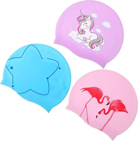 3 قطع قبعة سباحة للأطفال، قبعة سباحة من السيليكون المتين للفتيات والأولاد الصغار، قبعات سباحة مقاومة للماء لحمام السباحة، قبعات سباحة مريحة للأطفال للشعر الطويل والشعر القصير للحفاظ على الشعر جافًا in Kuwait