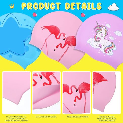 3 قطع قبعة سباحة للأطفال، قبعة سباحة من السيليكون المتين للفتيات والأولاد الصغار، قبعات سباحة مقاومة للماء لحمام السباحة، قبعات سباحة مريحة للأطفال للشعر الطويل والشعر القصير للحفاظ على الشعر جافًا in Kuwait