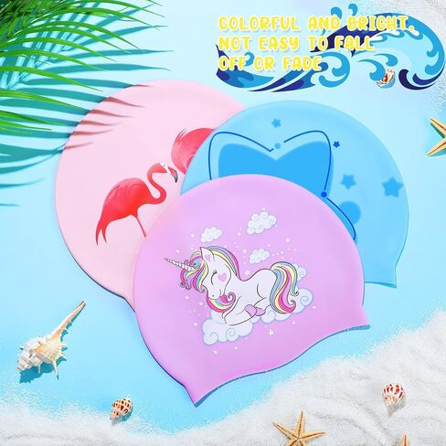 3 قطع قبعة سباحة للأطفال، قبعة سباحة من السيليكون المتين للفتيات والأولاد الصغار، قبعات سباحة مقاومة للماء لحمام السباحة، قبعات سباحة مريحة للأطفال للشعر الطويل والشعر القصير للحفاظ على الشعر جافًا in Kuwait