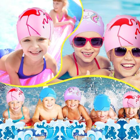 3 قطع قبعة سباحة للأطفال، قبعة سباحة من السيليكون المتين للفتيات والأولاد الصغار، قبعات سباحة مقاومة للماء لحمام السباحة، قبعات سباحة مريحة للأطفال للشعر الطويل والشعر القصير للحفاظ على الشعر جافًا in Kuwait
