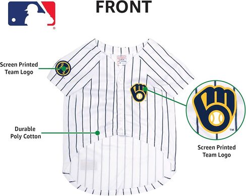 MLB Jersey for Dogs & Cats - Baseball Milwaukee Brewers Pet Jersey, Medium. in Saudi Arabia