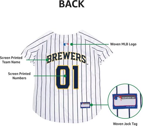 MLB Jersey for Dogs & Cats - Baseball Milwaukee Brewers Pet Jersey, Medium. in Saudi Arabia