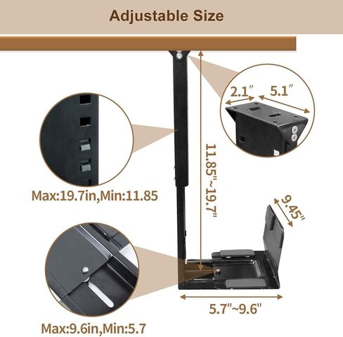حامل وحدة المعالجة المركزية uyoyous تحت المكتب، قابل للتعديل على الحائط، حامل برج الكمبيوتر عالي التحمل، عرض قابل للتعديل من 5.7 بوصة إلى 9.6 بوصة، الارتفاع من 11.8 بوصة إلى 19.7 بوصة، يحمل ما يصل إلى 55 رطلًا in Kuwait