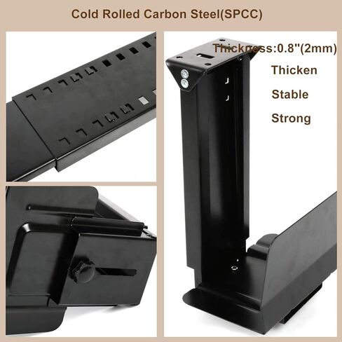 حامل وحدة المعالجة المركزية uyoyous تحت المكتب، قابل للتعديل على الحائط، حامل برج الكمبيوتر عالي التحمل، عرض قابل للتعديل من 5.7 بوصة إلى 9.6 بوصة، الارتفاع من 11.8 بوصة إلى 19.7 بوصة، يحمل ما يصل إلى 55 رطلًا in Kuwait