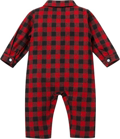 IBTOM CASTLE Newborn Baby Boy One-Piece Flannel Plaid Romper Long Sleeve Bodysuit Gentleman Jumpsuit Formal Birthday Outfits in Saudi Arabia