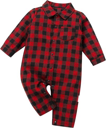 IBTOM CASTLE Newborn Baby Boy One-Piece Flannel Plaid Romper Long Sleeve Bodysuit Gentleman Jumpsuit Formal Birthday Outfits in Saudi Arabia
