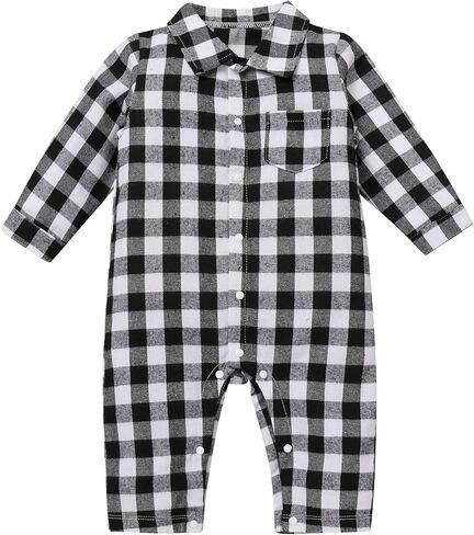 IBTOM CASTLE Newborn Baby Boy One-Piece Flannel Plaid Romper Long Sleeve Bodysuit Gentleman Jumpsuit Formal Birthday Outfits in Saudi Arabia