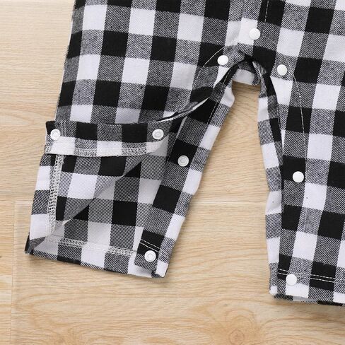 IBTOM CASTLE Newborn Baby Boy One-Piece Flannel Plaid Romper Long Sleeve Bodysuit Gentleman Jumpsuit Formal Birthday Outfits in Saudi Arabia