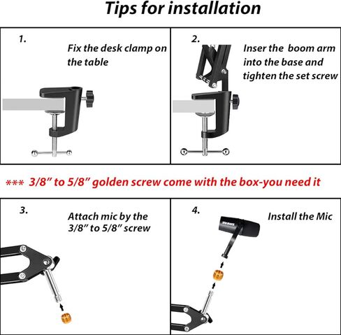 Boom Arm Compatible with Shure Sm7b and Shure Sm58 Mic, Desk Mic Stand for Shure Series Microphone Such As Shure Mv7 Sm57 Se215 and Mv88. in Kuwait
