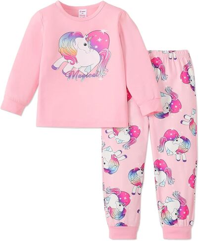 PATPAT Toddler Kids Girls Pajama Sets Unicorn PJs 2 Piece Long Sleeve Sleepwear 3-12 Years in Saudi Arabia
