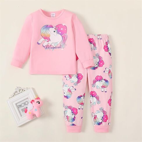 PATPAT Toddler Kids Girls Pajama Sets Unicorn PJs 2 Piece Long Sleeve Sleepwear 3-12 Years in Saudi Arabia