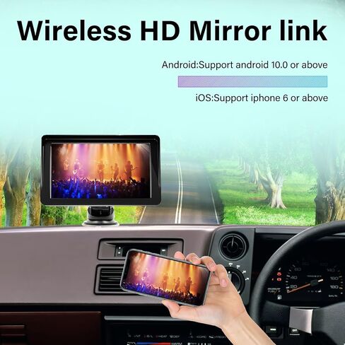 7" HD Carplay Screen for Car, Wireless Carplay/Android Auto Touch Screen, Portable Carplay Car Radio with Bluetooth/Mirror Link/FM/AUX, 1080p Backup Camera, GPS Navigation, Voice Control for All Cars in Saudi Arabia