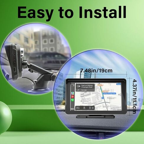 7" HD Carplay Screen for Car, Wireless Carplay/Android Auto Touch Screen, Portable Carplay Car Radio with Bluetooth/Mirror Link/FM/AUX, 1080p Backup Camera, GPS Navigation, Voice Control for All Cars in Saudi Arabia