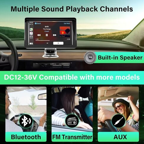 7" HD Carplay Screen for Car, Wireless Carplay/Android Auto Touch Screen, Portable Carplay Car Radio with Bluetooth/Mirror Link/FM/AUX, 1080p Backup Camera, GPS Navigation, Voice Control for All Cars in Saudi Arabia