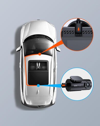 كاميرا خلفية Vantrue N4 Pro 1080P قابلة للتعديل، رؤية ليلية ستارفيس، رؤية زاوية واسعة 165 درجة، HDR، مناسبة لمعظم السيارات، البيك أب، الشاحنات، سيارات الدفع الرباعي، الميني فان، سيارات السيدان in Kuwait