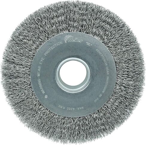 Weiler 03200 10" Wide Face Crimped Wire Wheel, .014" Steel Fill, 2" Arbor Hole, Made in the USA in Saudi Arabia