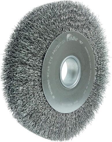 Weiler 03200 10" Wide Face Crimped Wire Wheel, .014" Steel Fill, 2" Arbor Hole, Made in the USA in Saudi Arabia