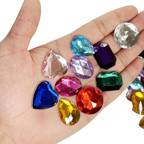 1 "أحجار كريمة للصياغة، 100 قطعة متنوعة ملونة مسطحة الظهر على شكل قلب مستدير من أحجار الراين الأكريليك للحرف اليدوية، ملحقات تزيين الحفلات ذات الطابع الشخصي، أحجار كريمة للزينة in Kuwait