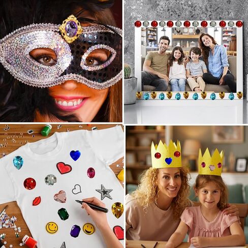 1 "أحجار كريمة للصياغة، 100 قطعة متنوعة ملونة مسطحة الظهر على شكل قلب مستدير من أحجار الراين الأكريليك للحرف اليدوية، ملحقات تزيين الحفلات ذات الطابع الشخصي، أحجار كريمة للزينة in Kuwait